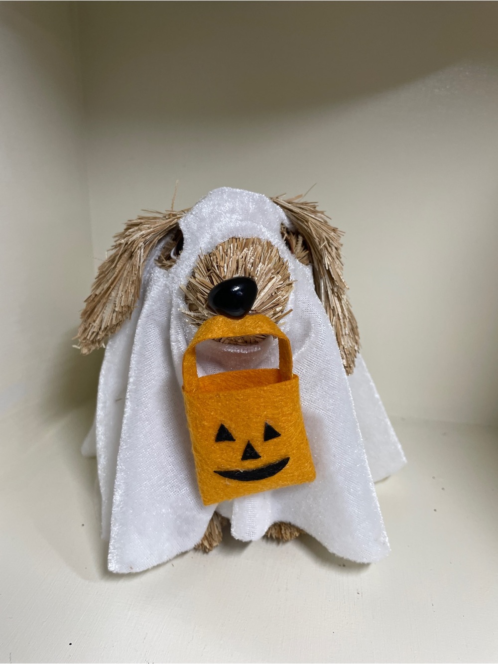 Ashland White Ghost Sisal Puppy with Orange Pumpkin Treat Bag